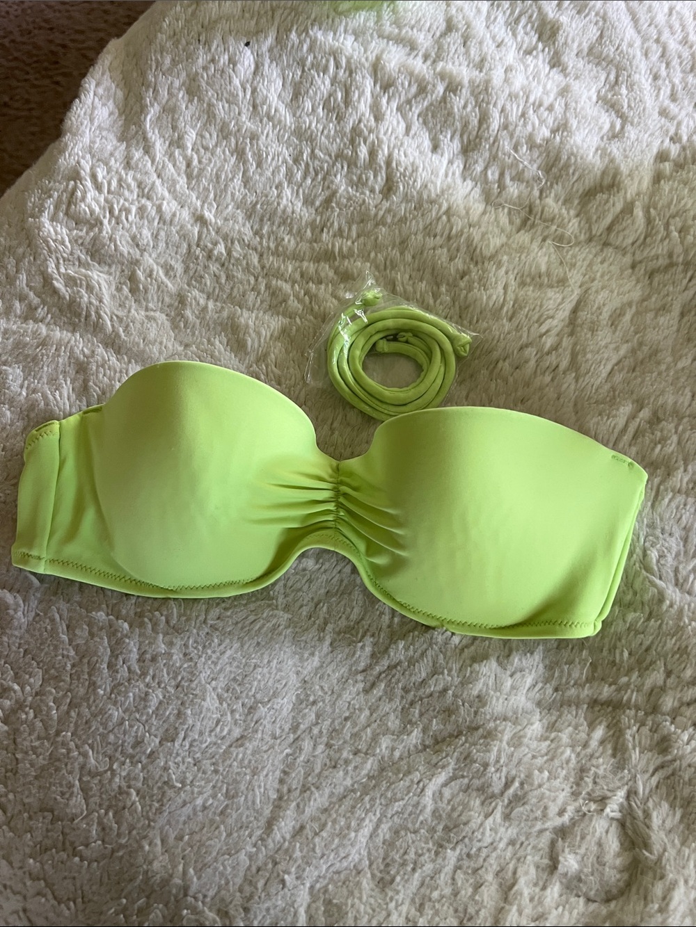 VS Neon Lime Strapless Bandeau Bikini Top
